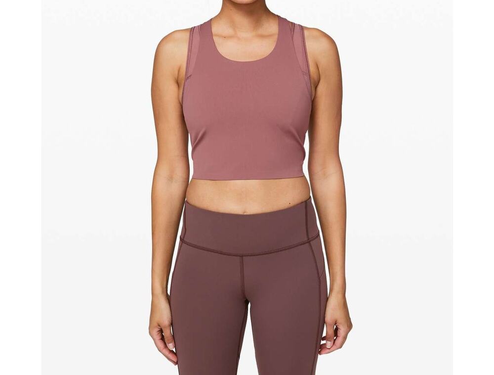 Lululemon Break Free Crop Tank Top Size 4 Terracota Dust Mesh Stretch Pullover